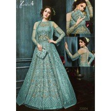 22003-D TURQUOISE HEAVY EMBROIDERED INDIAN BRIDESMAID WEDDING DRESS